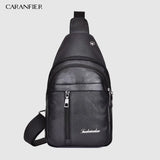 Waterproof PU Shoulder Bag USB Charging Men's Chest Bag