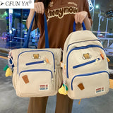 2 Pcs Teen Girls Schoolbag Shoulder Bag Large Capacity College Bookbag