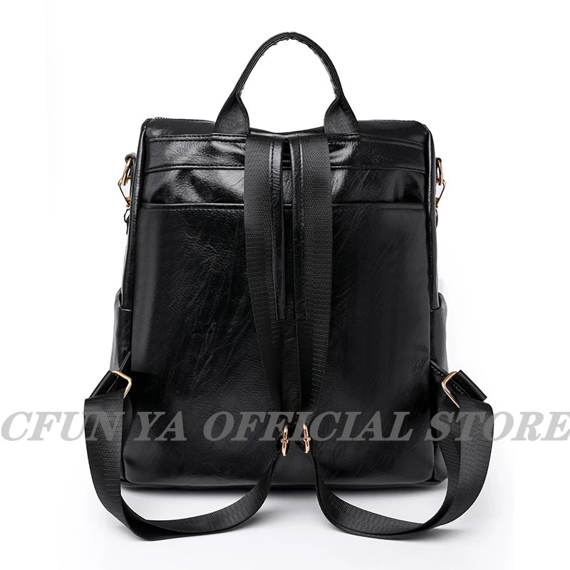 Soft Leather Backpack Woman's Bag High Capacity Travel Backpacks