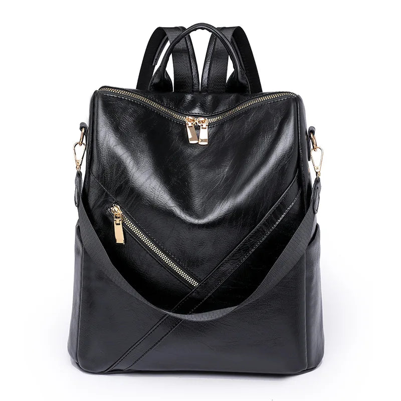 Soft Leather Backpack Woman's Bag High Capacity Travel Backpacks