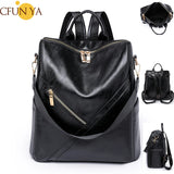 Soft Leather Backpack Woman's Bag High Capacity Travel Backpacks