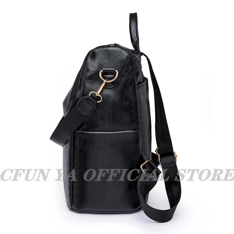 Soft Leather Backpack Woman's Bag High Capacity Travel Backpacks