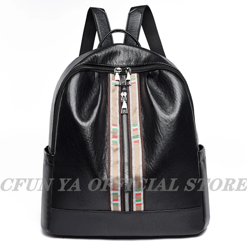 Soft Leather Travel Backpack PU Woman's Shoulder Bags Anti-Theft Bagpack