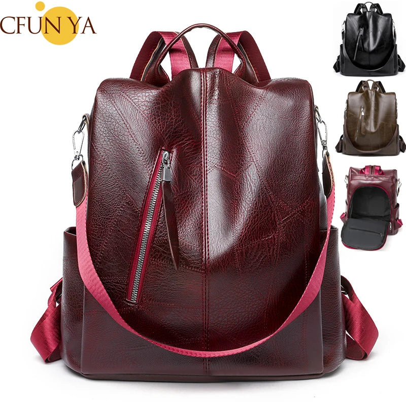 Women's PU Leather Backpack Schoolbag for Teenage Girl