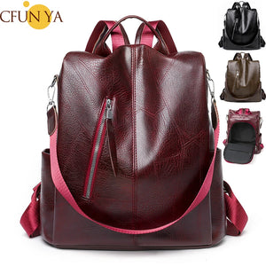 Women's PU Leather Backpack Schoolbag for Teenage Girl