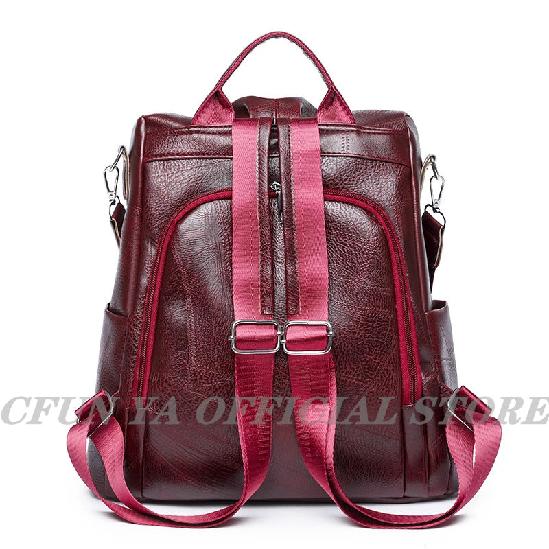 Women's PU Leather Backpack Schoolbag for Teenage Girl