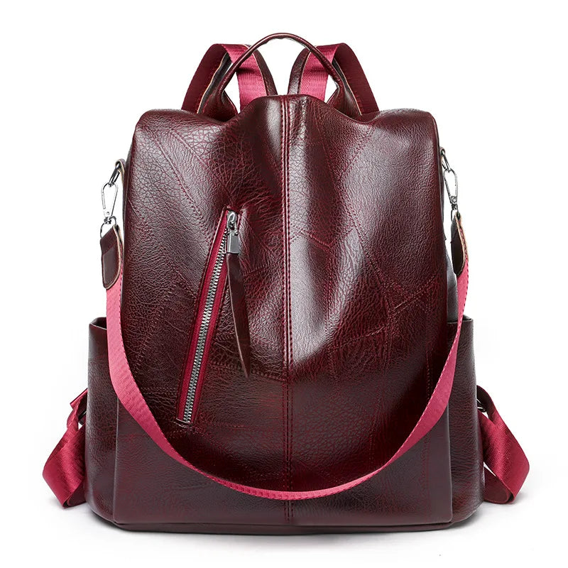 Women's PU Leather Backpack Schoolbag for Teenage Girl