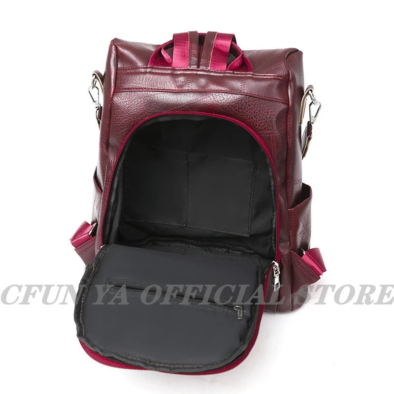 Women's PU Leather Backpack Schoolbag for Teenage Girl