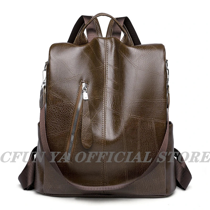 Women's PU Leather Backpack Schoolbag for Teenage Girl