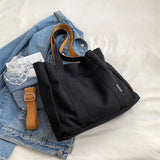 Casual Women's Canvas Shoulder Bag Large Capacity Tote Bag Preppy Style
