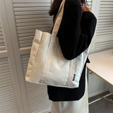 Casual Women's Canvas Shoulder Bag Large Capacity Tote Bag Preppy Style