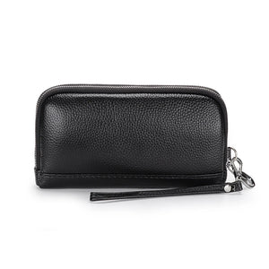 Large Capacity Leather Women Clutch Bag Double Compartment Female Purse