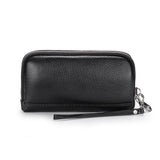 Large Capacity Leather Women Clutch Bag Double Compartment Female Purse