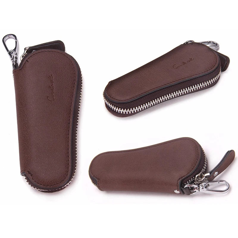 CONTACT'S Leather Key Wallets For Men Key Holder Zipper Keychain
