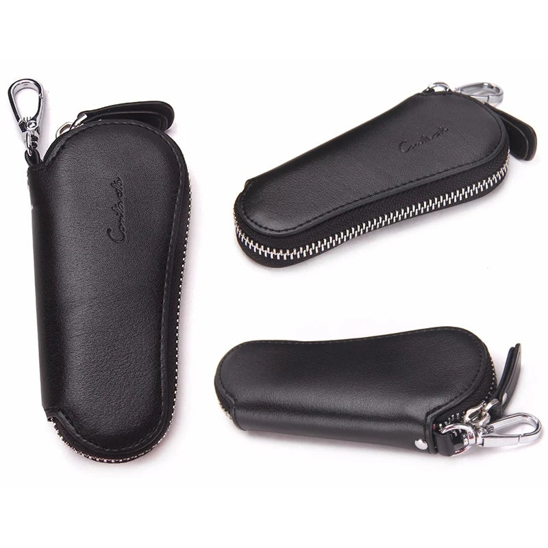 CONTACT'S Leather Key Wallets For Men Key Holder Zipper Keychain