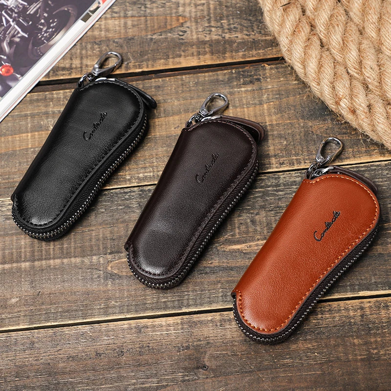 CONTACT'S Leather Key Wallets For Men Key Holder Zipper Keychain