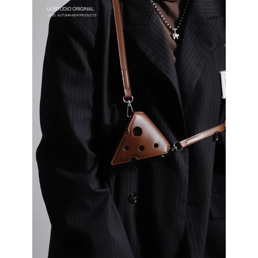 COY UUSTUDIO Mini Hole Cheese Triangle Lipstick Headsets Cross Body Bag