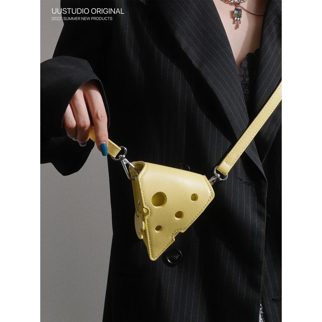 COY UUSTUDIO Mini Hole Cheese Triangle Lipstick Headsets Cross Body Bag