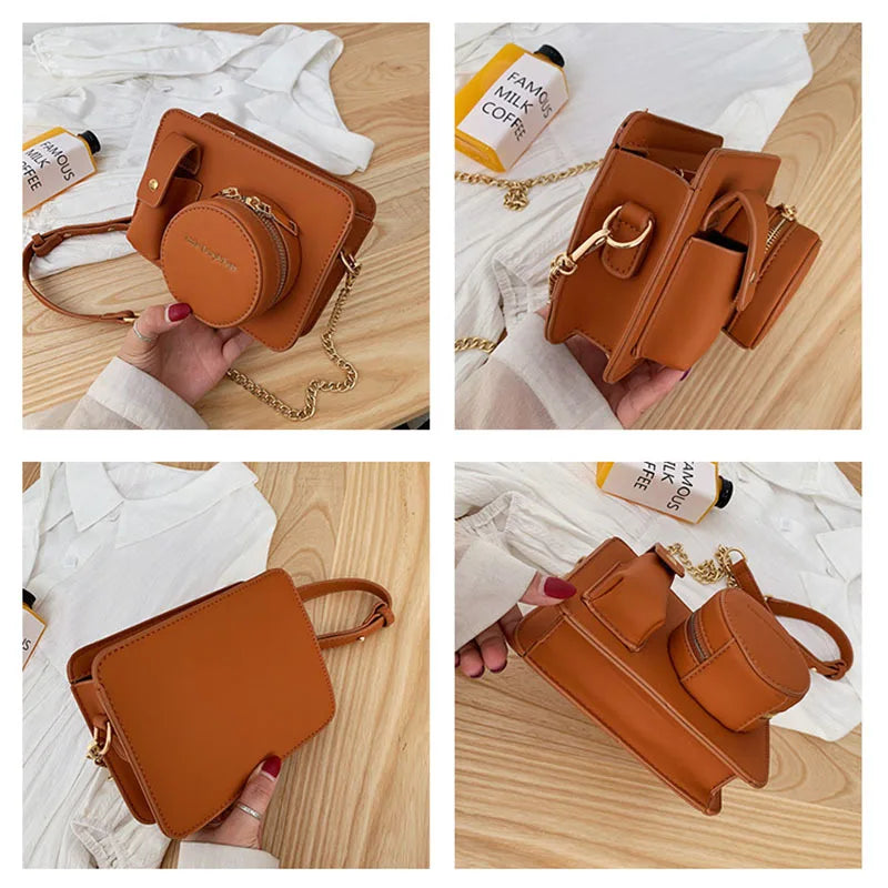 Camera Women's Shoulder Bag Messenger Strange Shape PU Girl Handbag