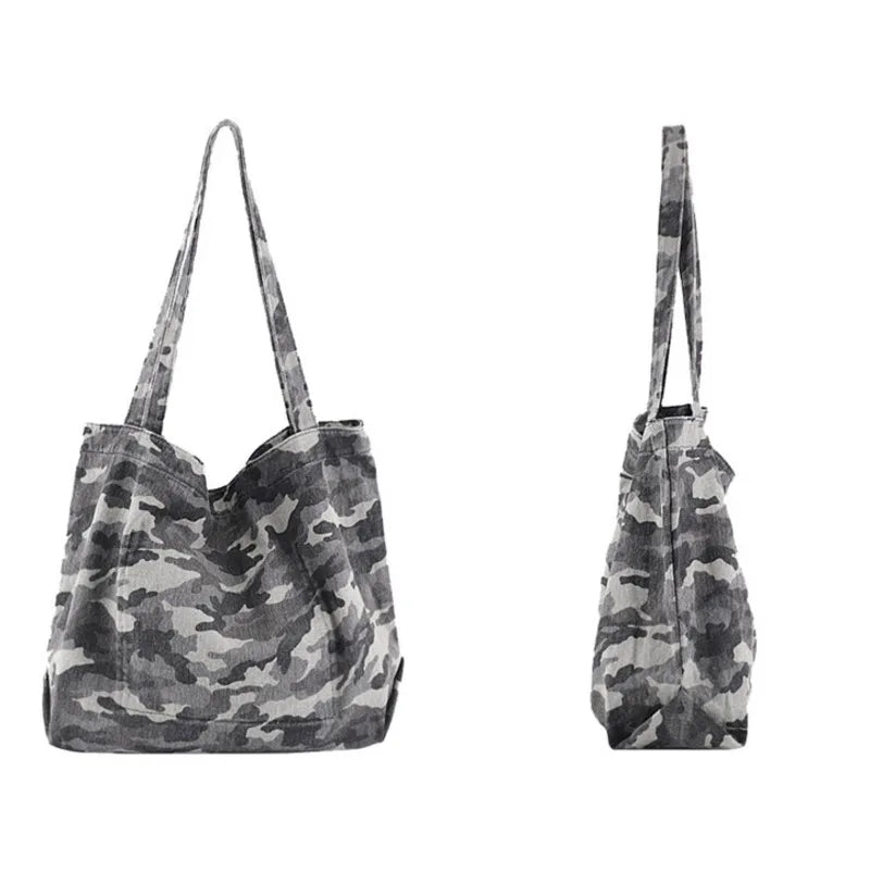 Camouflage Canvas Shoulder Bag Ladies Hand Bags Overize Purse Large Casual Bags