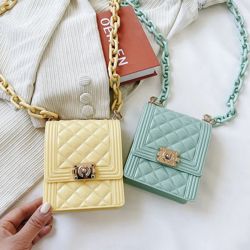 Mini Diamond Lattice Shoulder Bag PVC Crossbody Bag Small Phone Wallet Jelly Bag