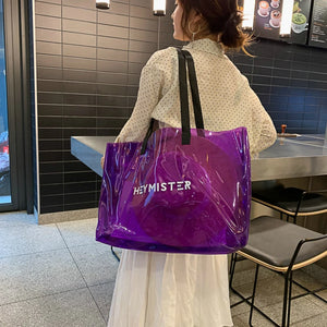 Clear Transparent Tote Bags Women Large Casual Shopping Shoulder Bags