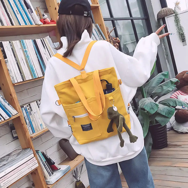 Women's Small Canvas Shoulder Bag Eco Tote Schoolbag Purse