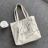 Canvas Bag for College Female Students Shoulder Portable Book Large Capacity
