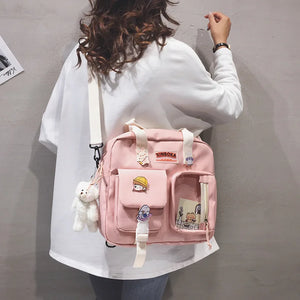 Japanese Style Canvas Shoulder Bag for Students