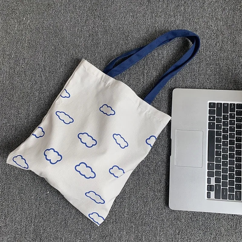 Clouds Printing Tote Bag Lady Casual Eco Cotton Cloth Shopper Bag