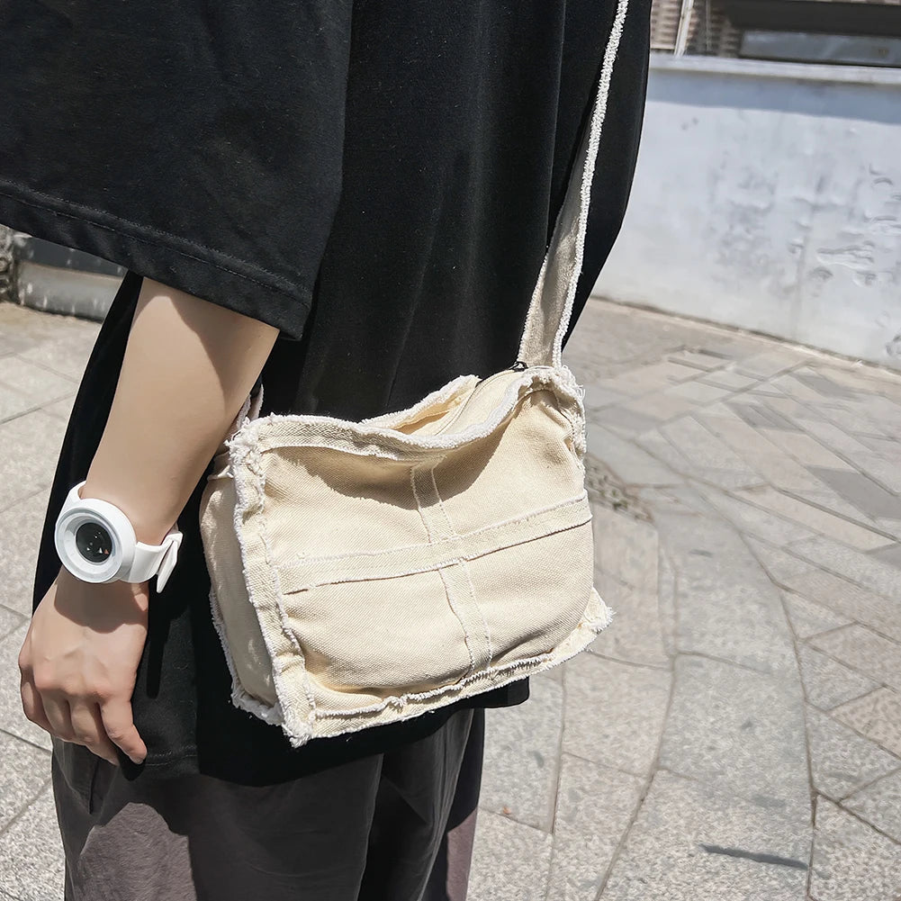 Vintage Canvas Crossbody Bag Soft Cloth Shoulder Bag