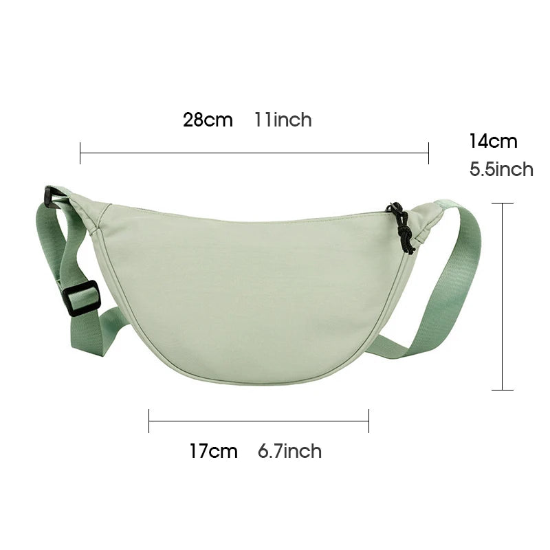 Canvas Half Moon Hobo Bag Woman Solid Lady Shoulder Leisure Armpit Purse