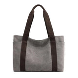Canvas Handbag Solid Color Large Capacity Shoulder Bag