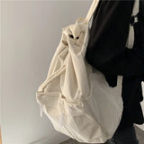 Canvas Large Capacity Backpacks Solid Couples Drawstring Casual