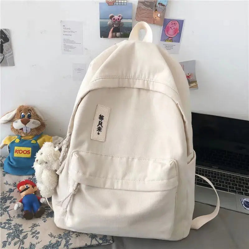 Canvas Large Capacity Backpacks Women Leisure Students School Letter College Bag