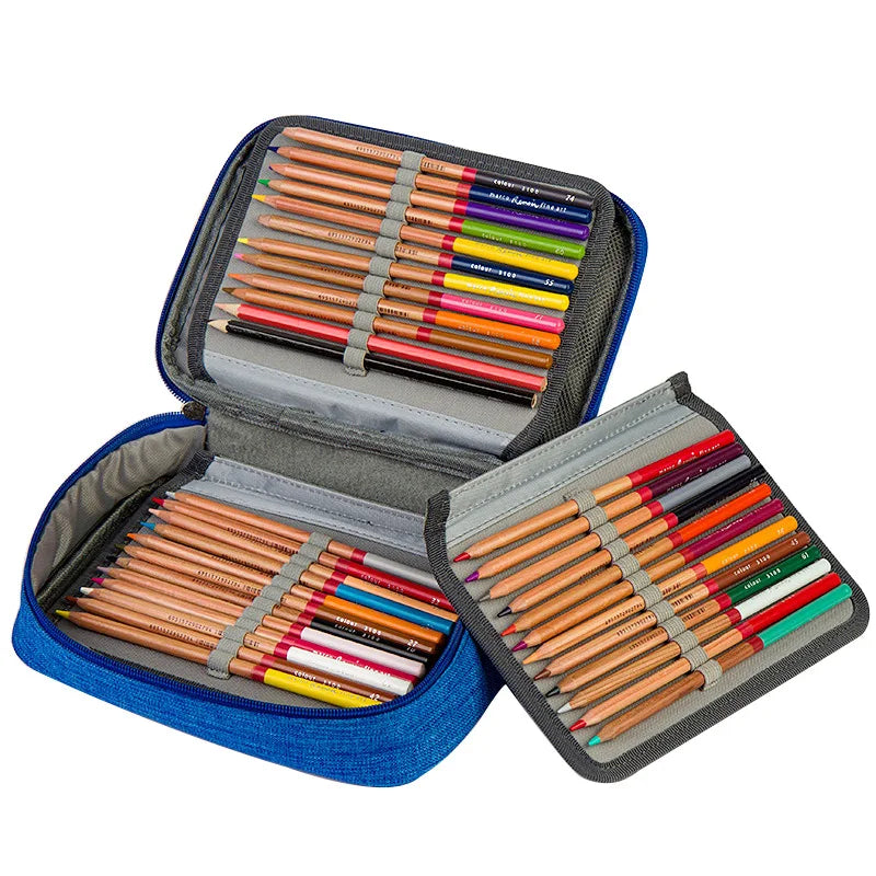 Canvas School Pencil Cases 72 Holes Multifunction Storage Bag Pouch