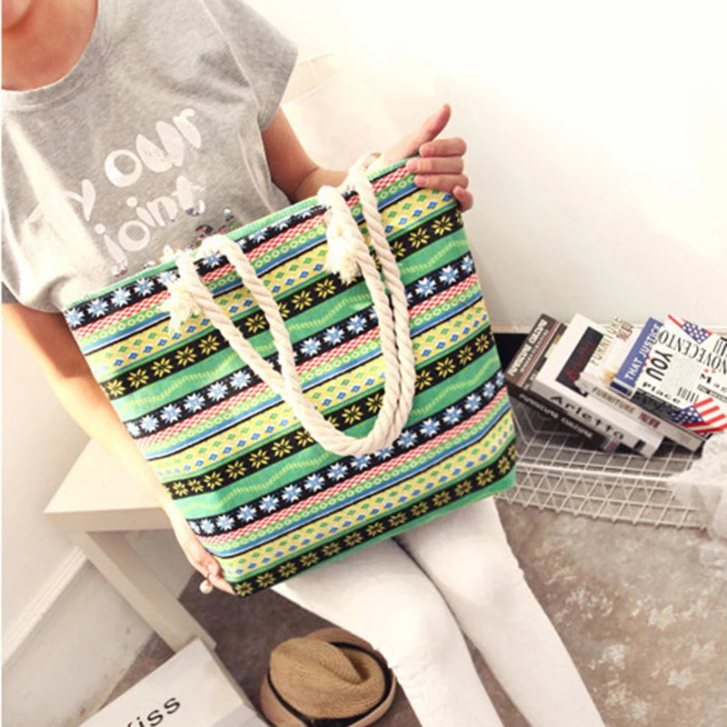 Canvas Shoulder Bags For Women Large Capacity Tote Shopping Beach Bolsa Feminina