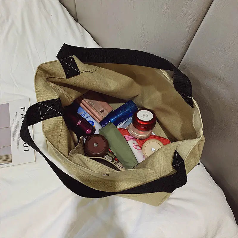 Canvas Shoulder Bags Women School Book Handbags Casual Totes Shopper Bolsa