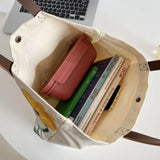 Canvas Shoulder Bags Women Floral Print Large Capacity Shopping Travel Tote Bag