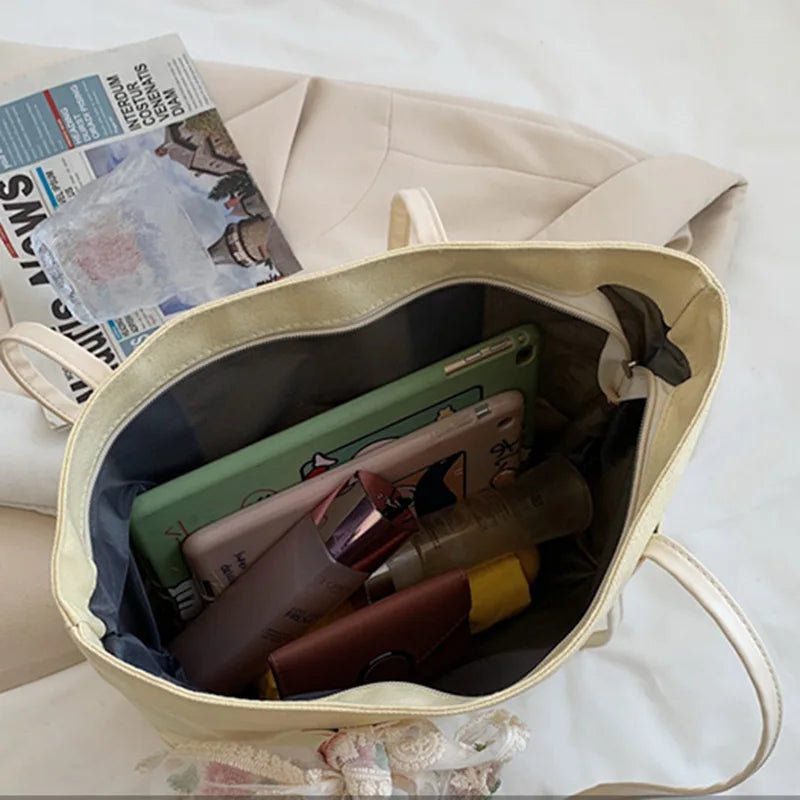 Canvas Shoulder Bags Women Large Capacity Shopping Tote Casual Stylish Handbags