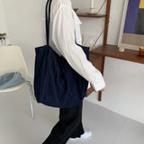 Canvas Shoulder Bags Women Solid Underarm Large Capacity Retro Tote Bag