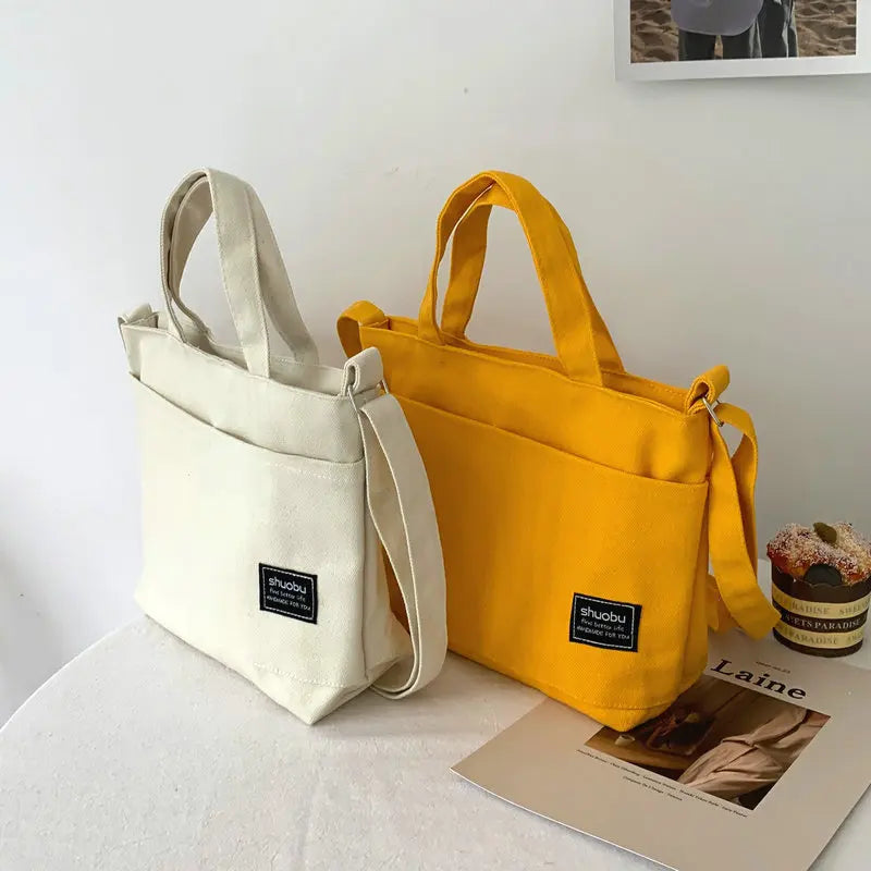 Canvas Shoulder Messenger Bag Japanese Solid Handbag