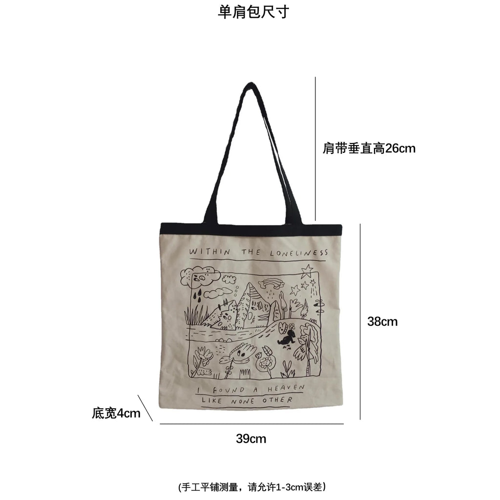 Graffiti Canvas Shoulder Bag Large Tote Shopper Bags for Women