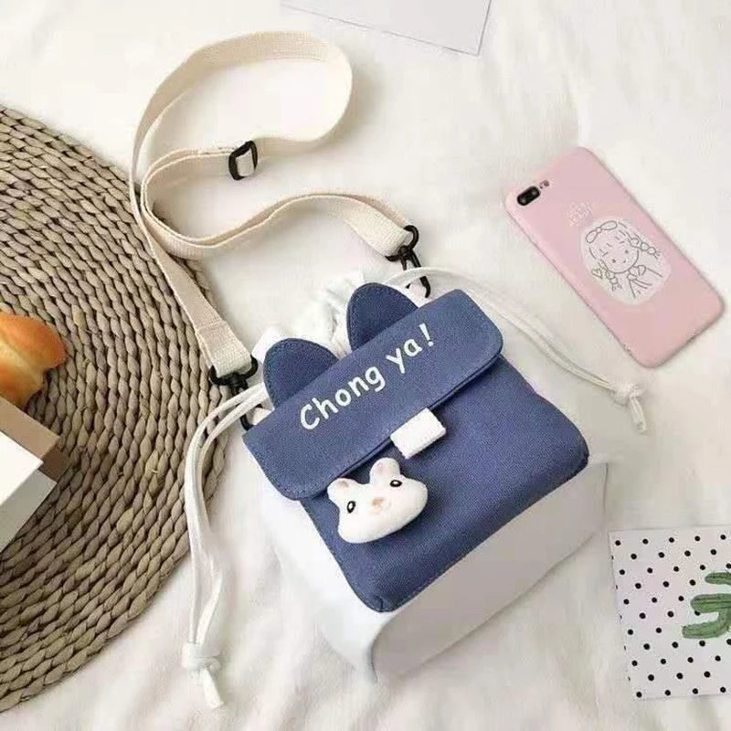 Cartoon Girl Shoulder Bag Young Student Tote Bag