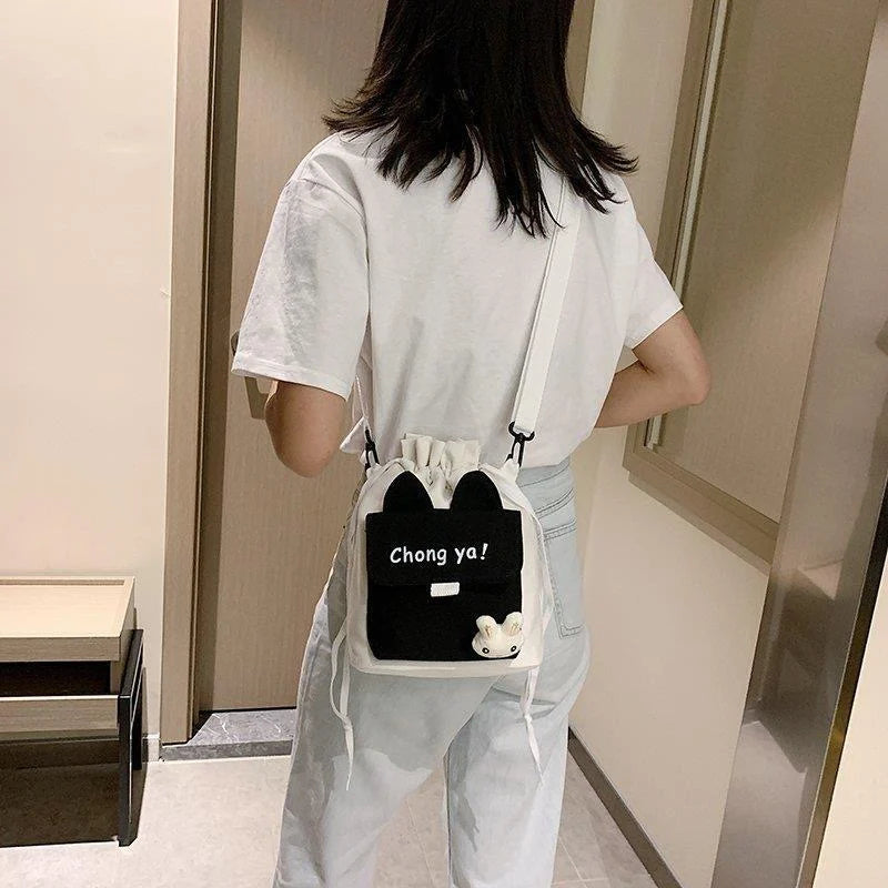 Cartoon Girl Shoulder Bag Young Student Tote Bag