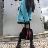 Canvas Women Bag Lady Niche Girl Bow Crossbody Shoulder Bag Lolita Handbag