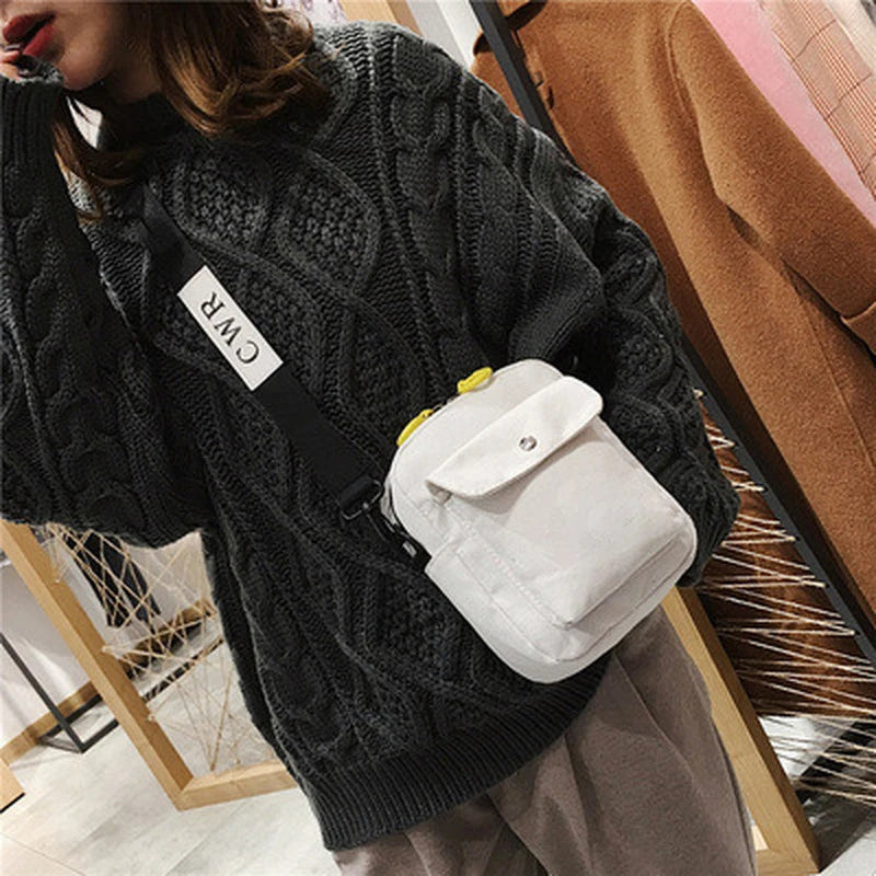 Canvas Women's Handbag Square Bag Printed Letter Shoulder Messenger Bag