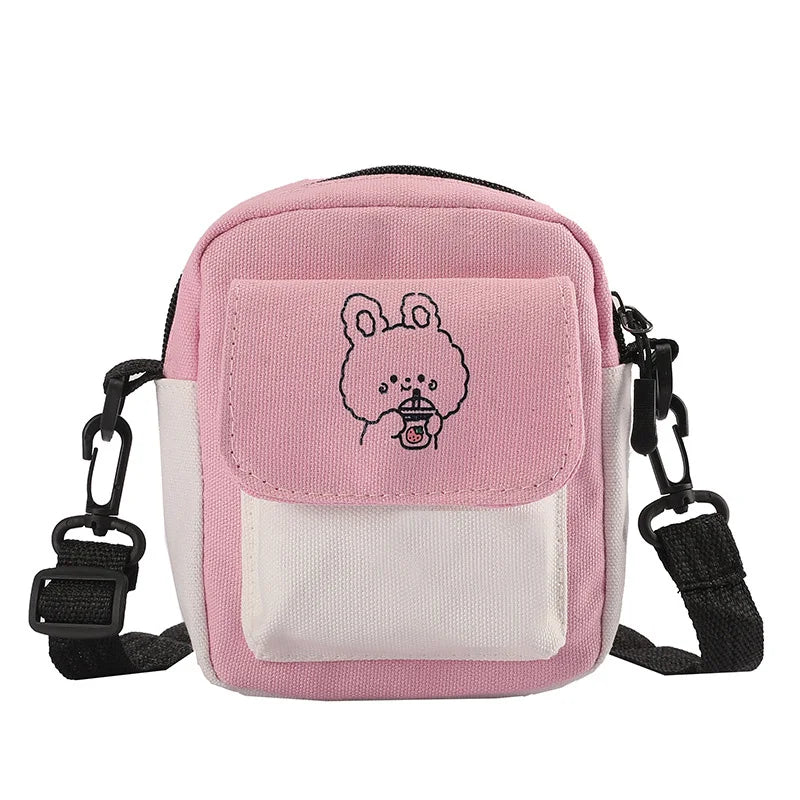 Canvas Womens Phone Bag Shoulder Messenger Hit Flap Purse Casual Handbag