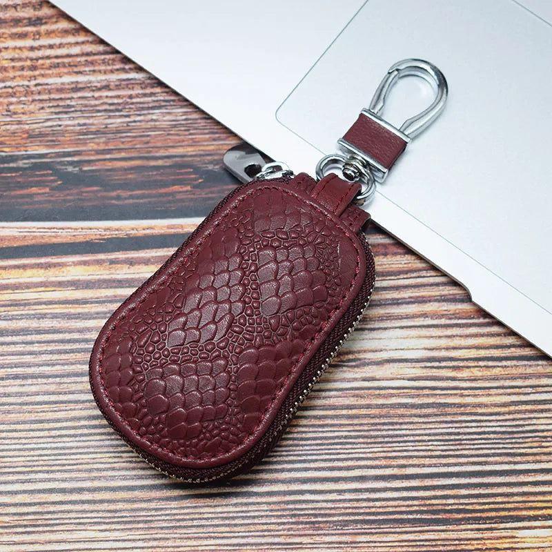 Leather Car Key Wallets Holder Zipper Key Case Bag