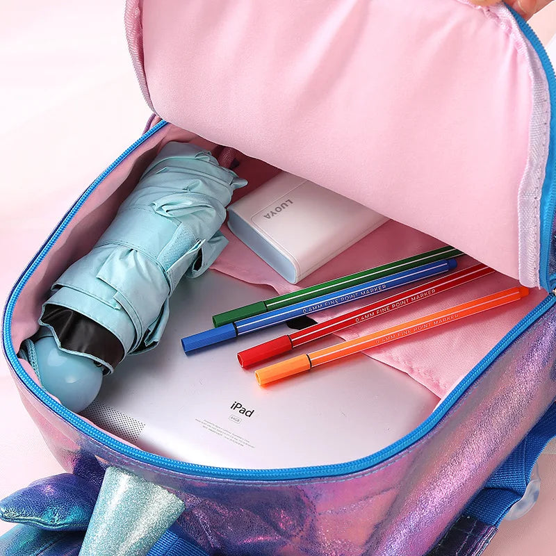 Carton School Bags Pu Woman Backpack Polyester Waterproof Book Bag